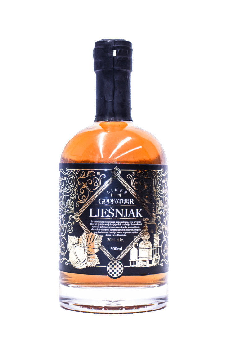 godfatherliquors.com Liker od lješnjaka, luksuzno pakiranje u staklenoj boci.